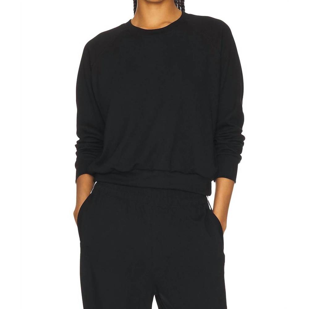 perfectwhitetee Black 3/4 Sleeve Relaxed Hoodie